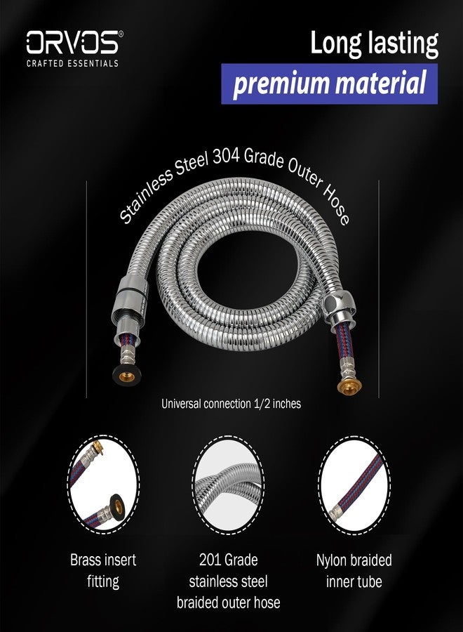 Orvos Shower hose pull out, Stainless steel outer hose, with nylon braided inner tube, 1.5 meter, for hand showers and health faucets in high end luxury bathrooms - Image 5